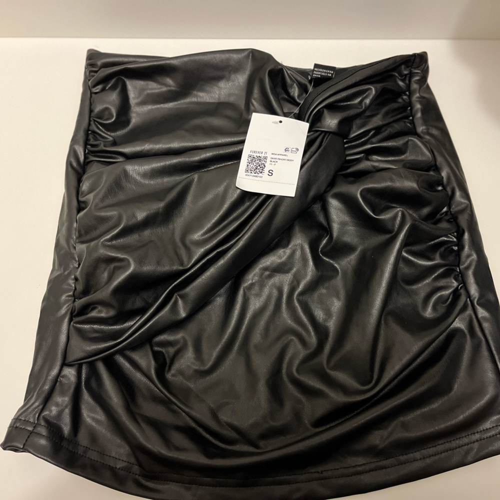 Faux Leather Twisted Mini Skirt